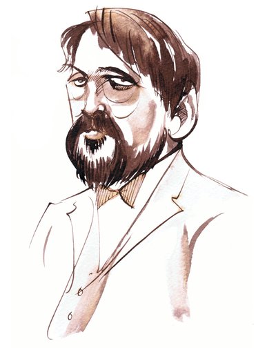 Achille-Claude Debussy, French composer, sepia ink portrait by Neale Osborne